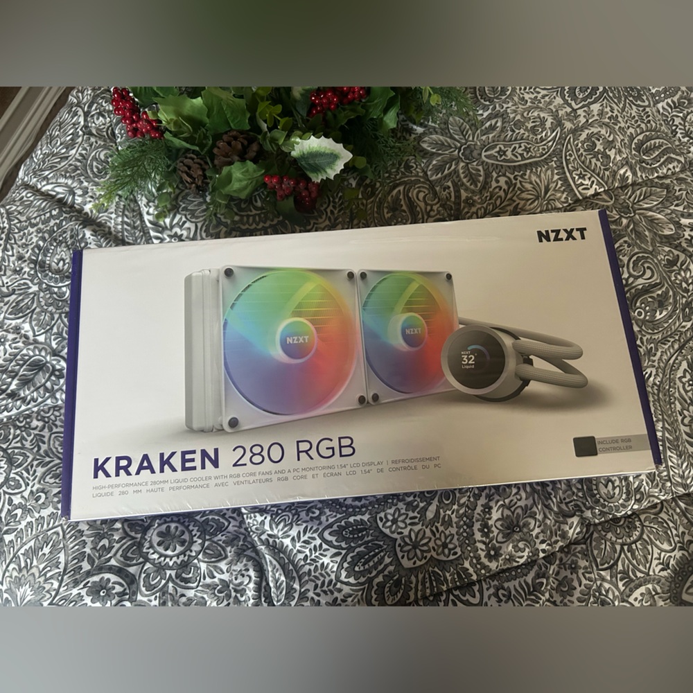 NZXT Kraken 280 RGB 280mm Liquid Cooler White 1.54” LCD Display